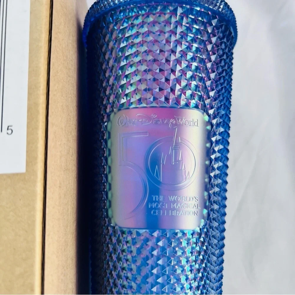 NEW IN BOX Disney Parks Starbucks 50th Anniversary Blue Studded Tumbler